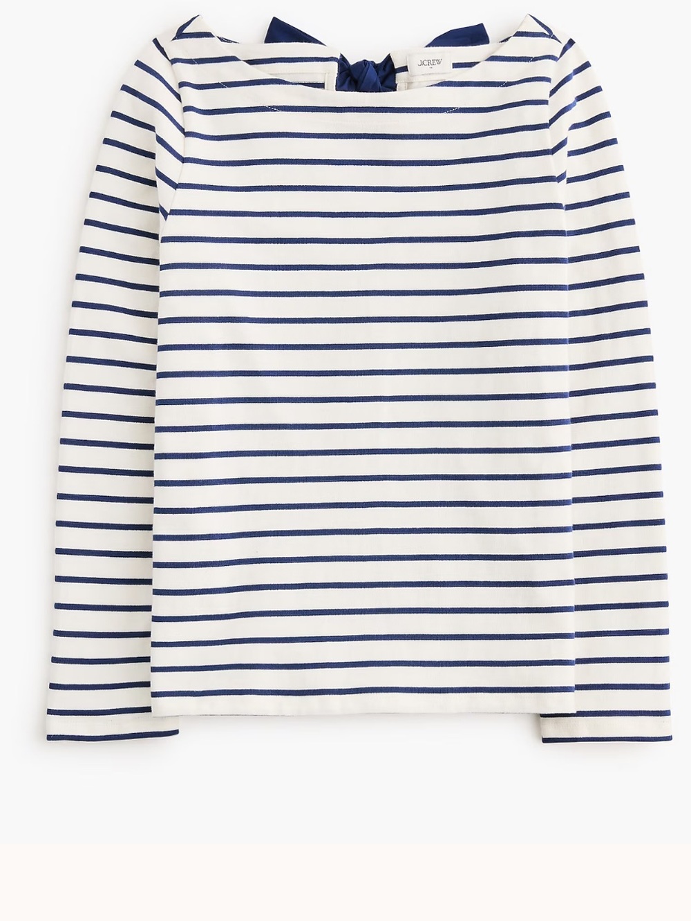 JCrew Factory Boatneck Bow Back Striped Top Ivory Navy Cotton Size XL